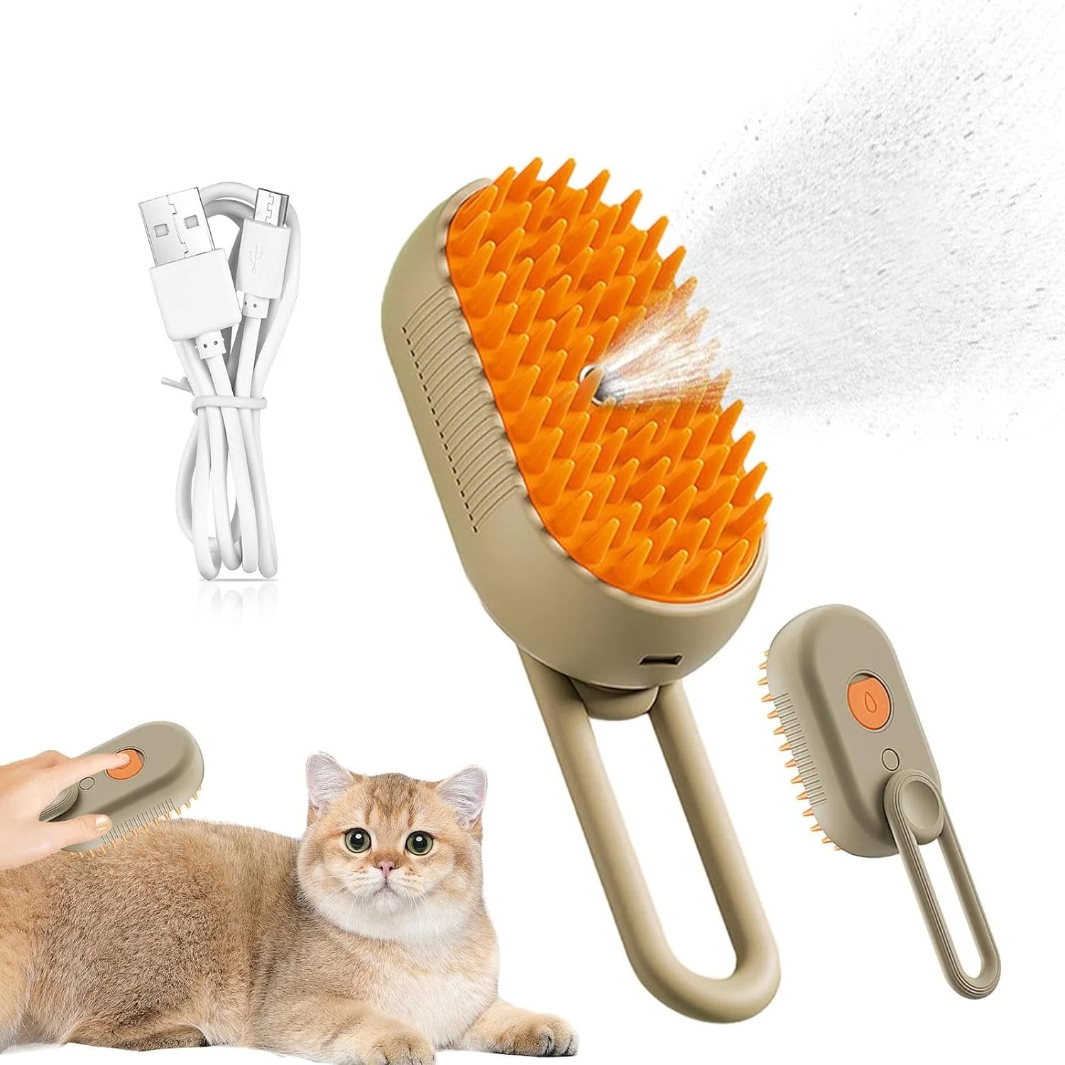 (2 pezzi) Spazzola a vapore per gatti, Spazzola a vapore per animali domestici, Spazzola a vapore per cani, Toeletattura gatti, cani, pettine per depilazione animali domestici - Image 6