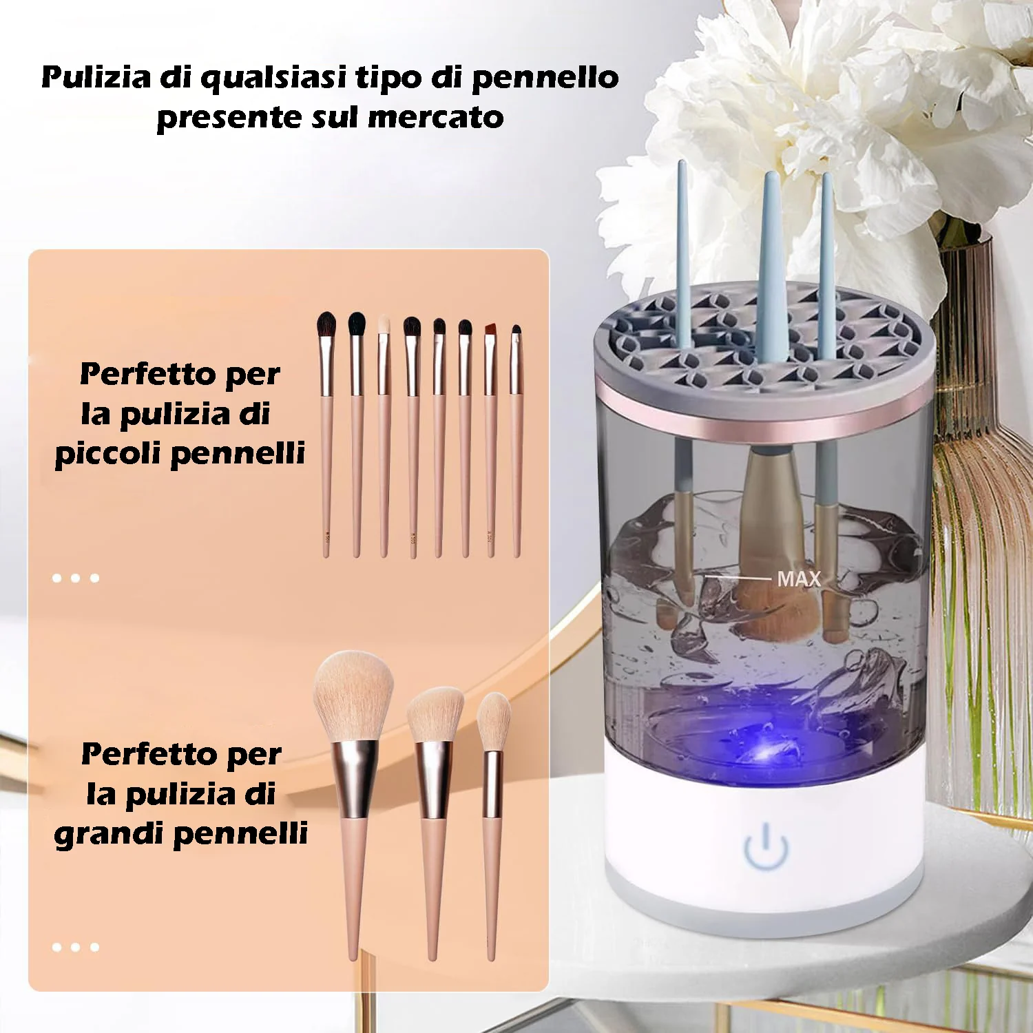 Pulitore Automatico Per Pennelli Da Trucco USB, Pulisci Pennelli Trucco Elettrico Make Up E Asciugatore Manuale/Automatico USB - Image 5