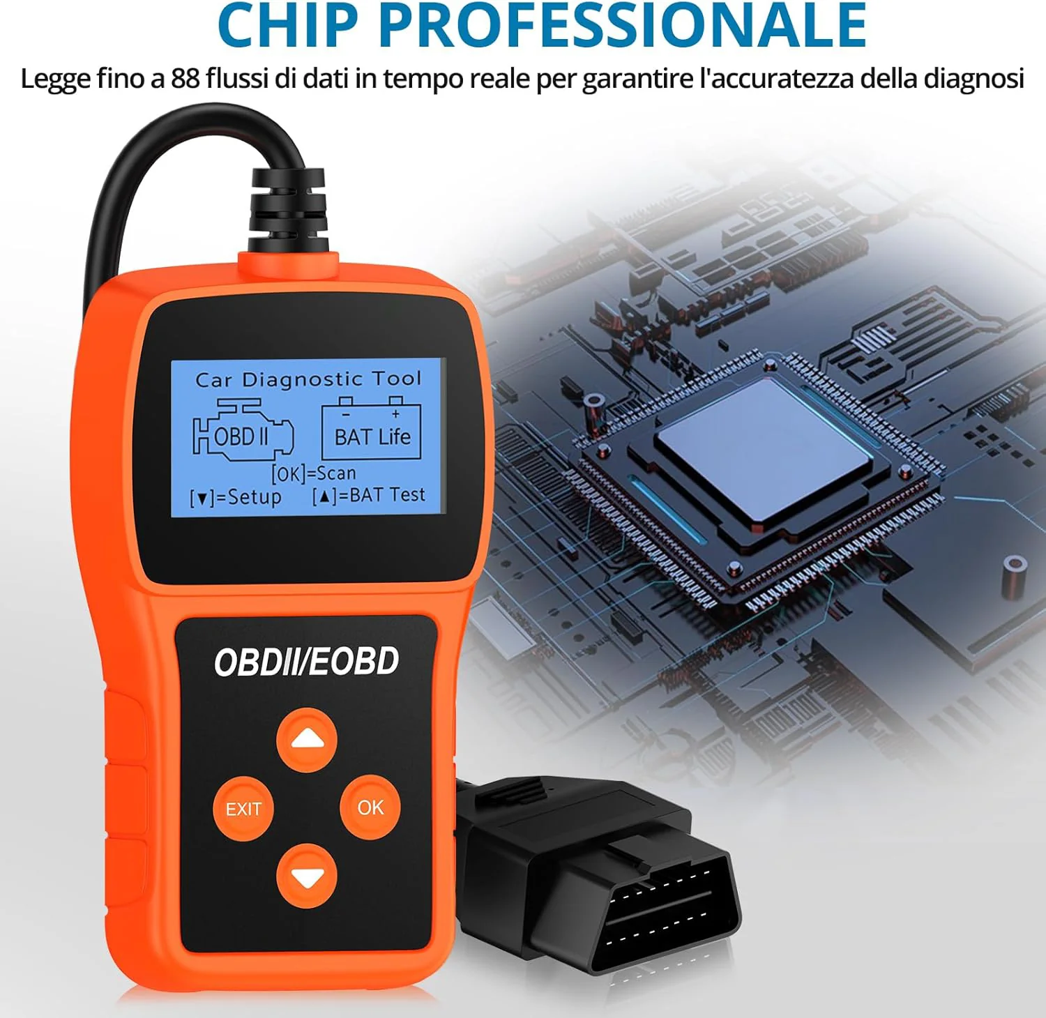 Tester Scanner, OBD2 OBDII Dispositivo Diagnostica Auto, Lettura dei codici Scanner con definizione DTC,  Multilingue Strumento Diagnostica Autoveicoli - Image 4